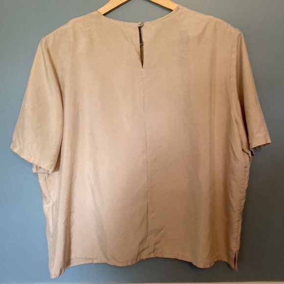 Vintage Gallant Paris New York Silk beige boxy short sleeve blouse size 22 - Picture 4 of 4